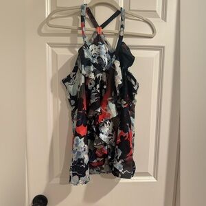 Eight sixty ruffle front top floral new large